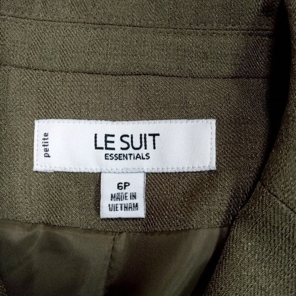 Le Suit Essentials Womens Suit Jacket Blazer Green Petite 6P Button Lined Pocket - Picture 9 of 10